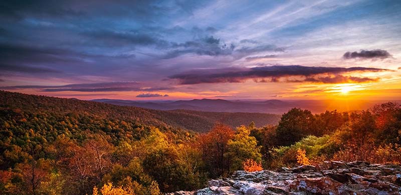 sunset in shenandoah national park